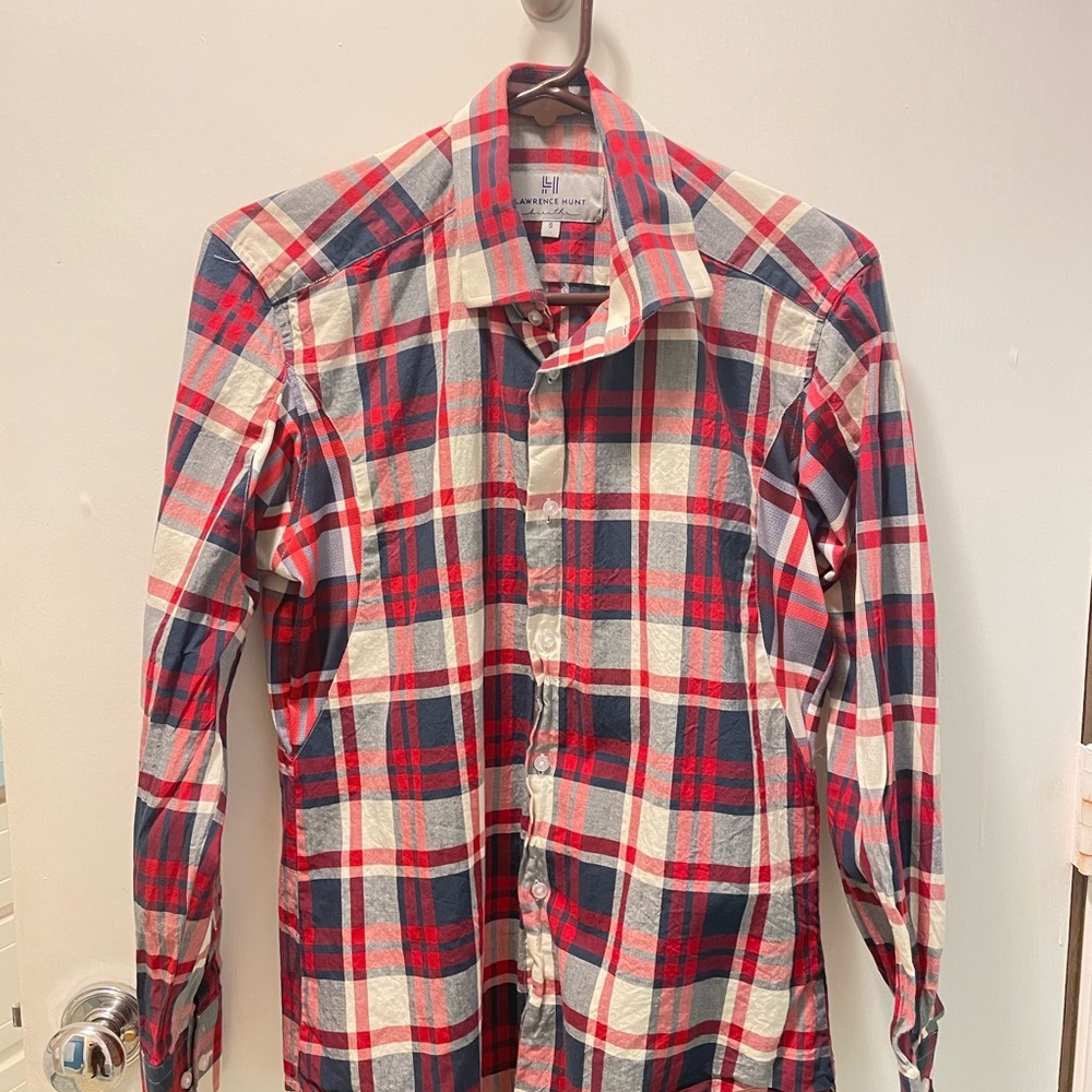 Lawrence Hunt - Red, White & Blue “Elliott” Checkered Dress Shirt - NO SWEAT